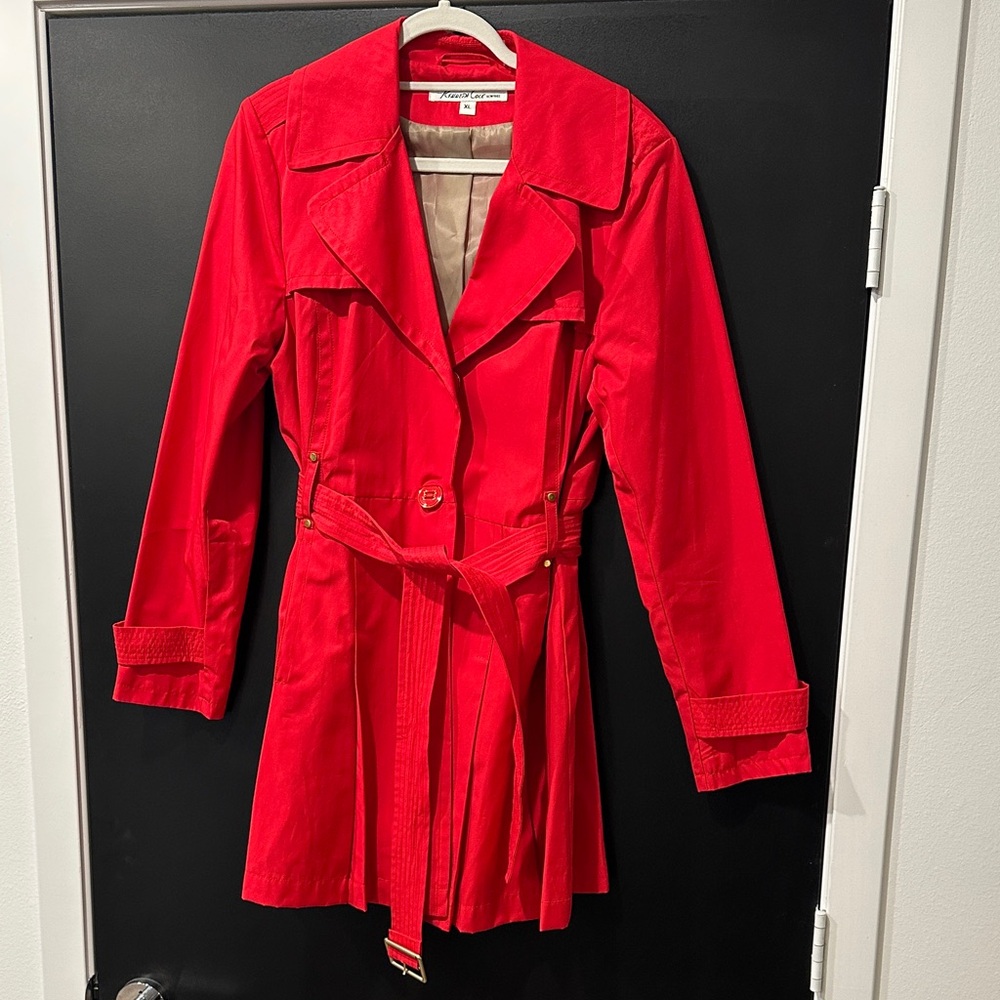 Kenneth Cole Vibrant Red Trench Coat